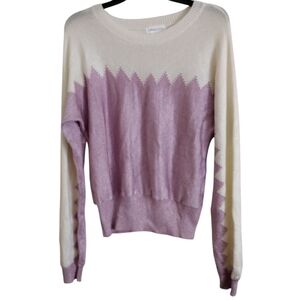 Lovers + Friends mauve ivory metallic long sleeve sweater size medium